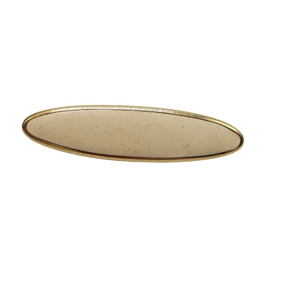 Monet Ivory Enamel Vintage Brooch Oval Gold Tone Elegant Jewelry - Picture 1 of 5